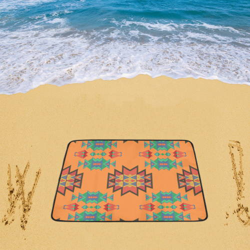 Misc shapes on an orange background Beach Mat 78"x 60"