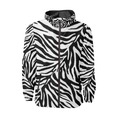zebra 1 black and white animal print Unisex All Over Print Windbreaker (Model H23)