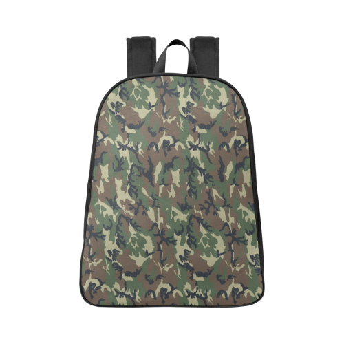 Woodland Forest Green Camouflage Fabric School Backpack (Model 1682) (Large)