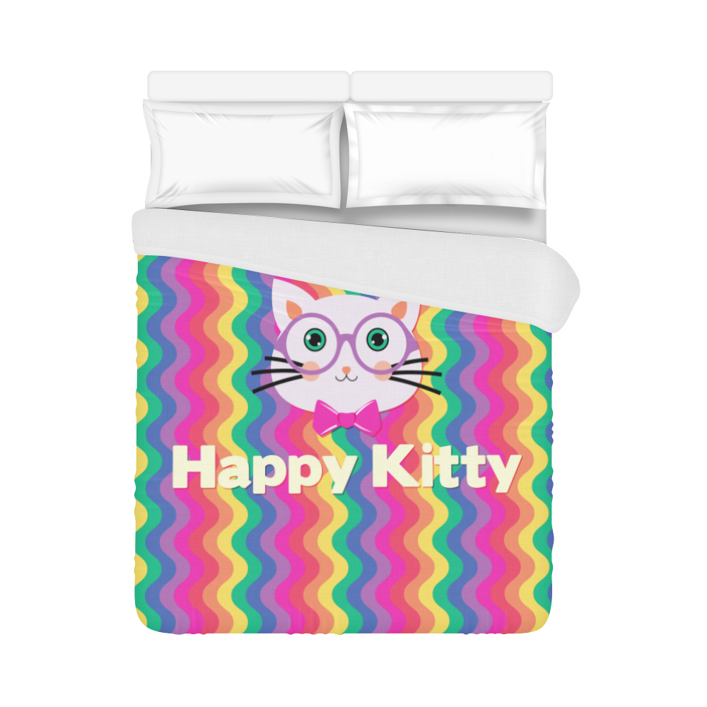 Happy Kitty Duvet Cover 86"x70" ( All-over-print)