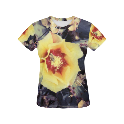 Cactus Flower All Over Print T-Shirt for Women (USA Size) (Model T40)