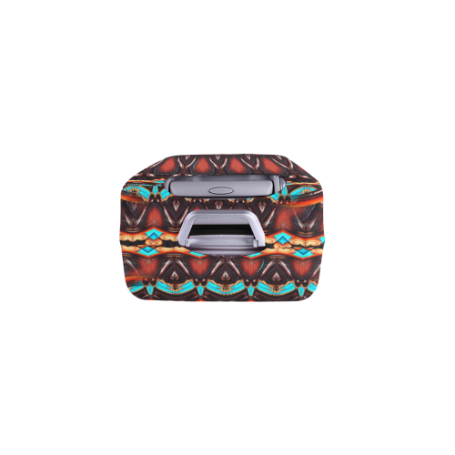 K172 Wood and Turquoise Abstract Luggage Cover/Small 18"-21"