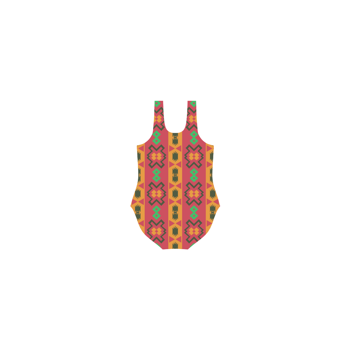 Tribal shapes in retro colors (2) Vest One Piece Swimsuit (Model S04)