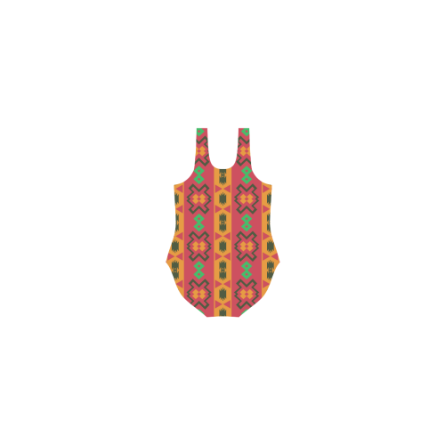 Tribal shapes in retro colors (2) Vest One Piece Swimsuit (Model S04)