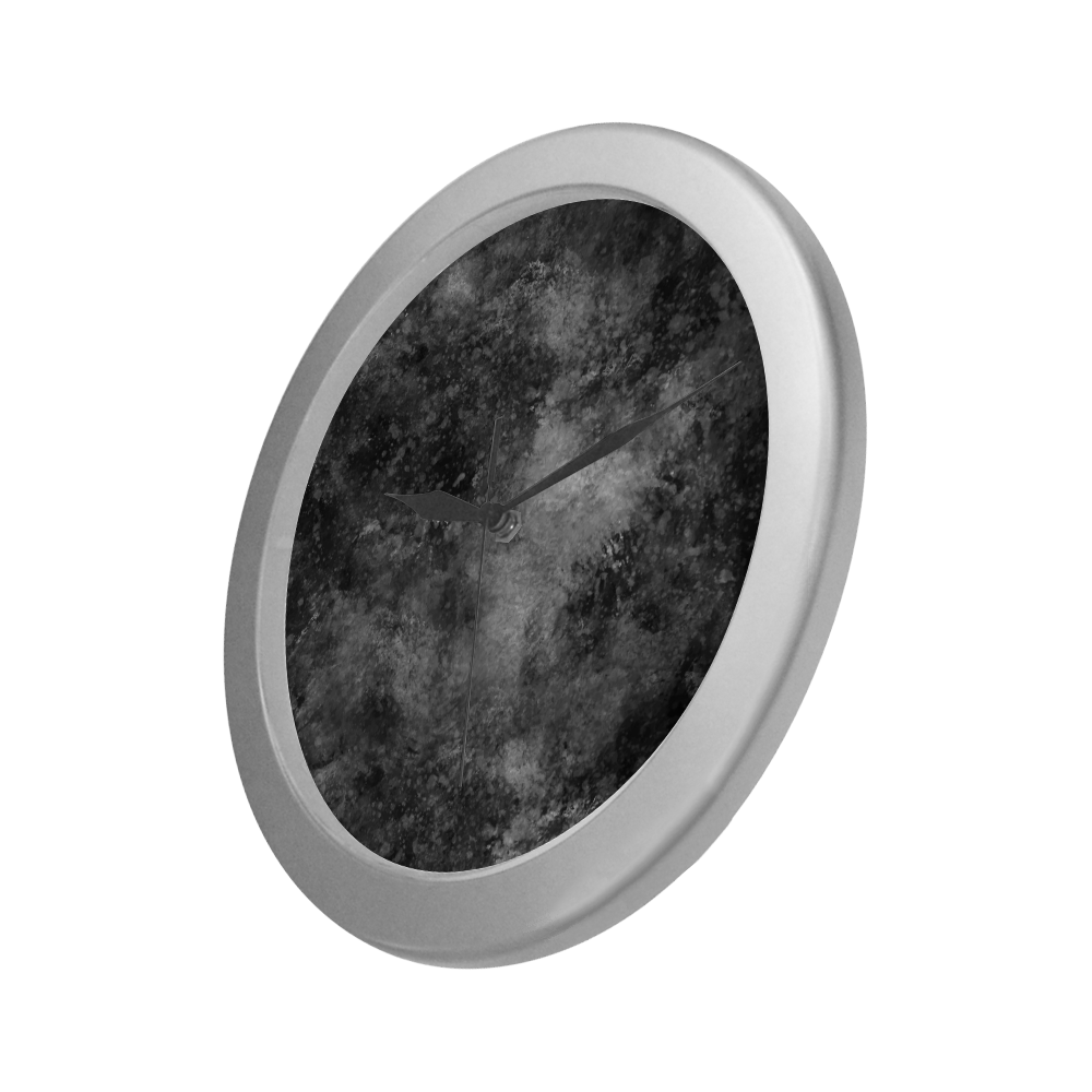 Black Grunge Silver Color Wall Clock