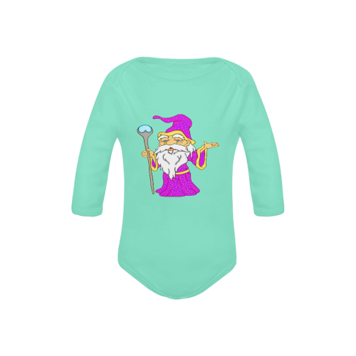 Wizard Gnome Mint Baby Powder Organic Long Sleeve One Piece (Model T27)