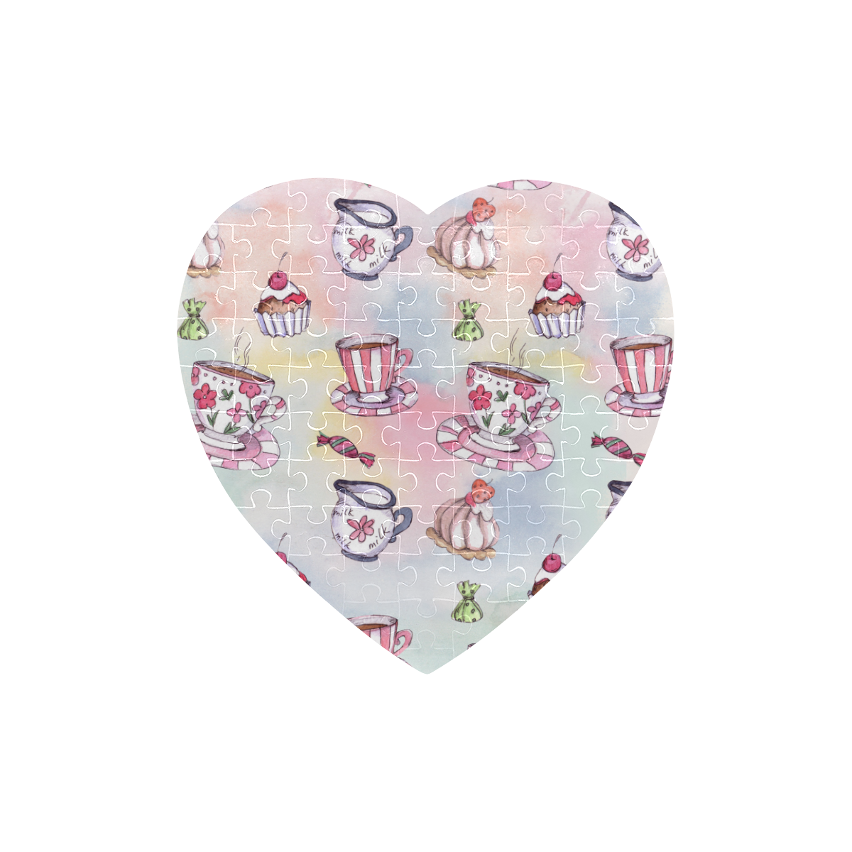 Coffee and sweeets Heart-Shaped Jigsaw Puzzle (Set of 75 Pieces)