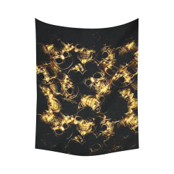 Gold Energy Skulls Black Light Cotton Linen Wall Tapestry 60"x 80"