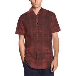 Red Grunge Men's Short Sleeve Shirt with Lapel Collar (Model T54)