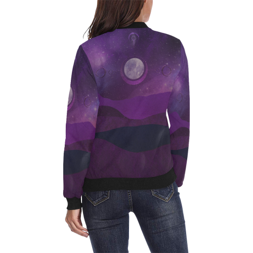 Purple Moon Night All Over Print Bomber Jacket for Women (Model H36)