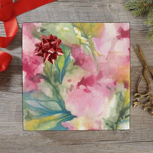 Pink Dreamy Flowers watercolors -floral Gift Wrapping Paper 58"x 23" (5 Rolls)