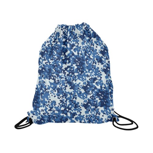 Digital Blue Camouflage Large Drawstring Bag Model 1604 (Twin Sides)  16.5"(W) * 19.3"(H)