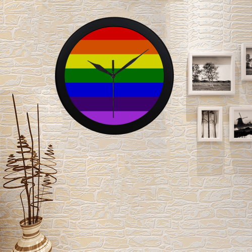 Rainbow Flag (Gay Pride - LGBTQIA+) Circular Plastic Wall clock