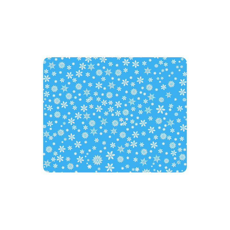 Christmas White Snowflakes on Light Blue Rectangle Mousepad