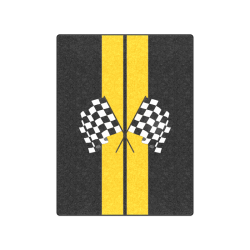 Racing Stripe, Checkered Flags, Black and Yellow Blanket 50"x60"