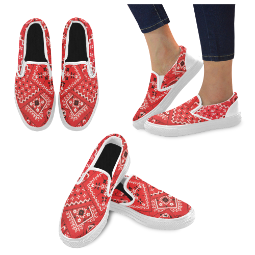 Bandana Squares Pattern Men's Slip-on Canvas Shoes (Model 019)