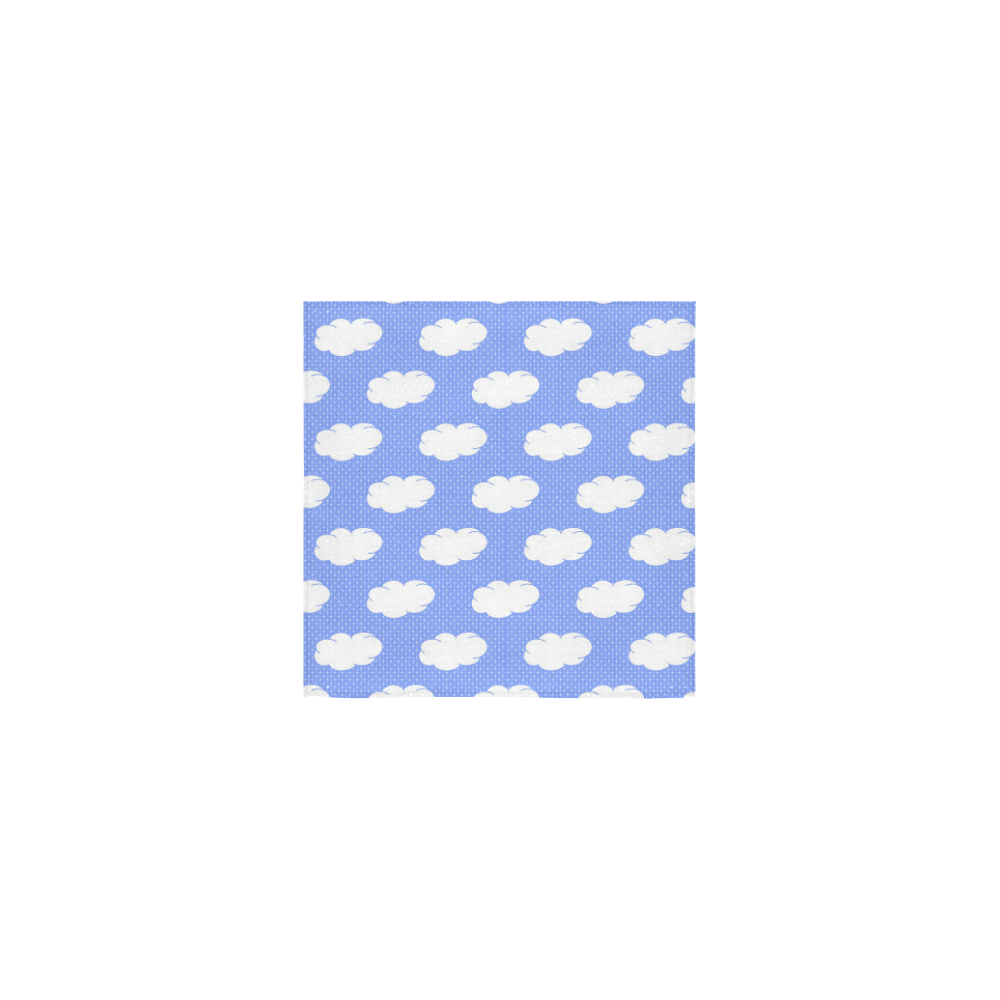 Clouds and Polka Dots on Blue Square Towel 13“x13”