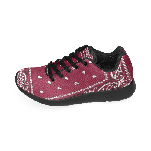 Burgundy Bandana Women-Black Women’s Running Shoes (Model 020)