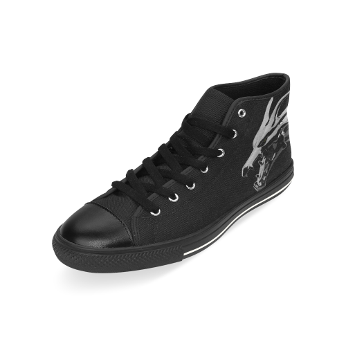 Steel Dragons V1.0 Blackout High Top Canvas Shoes for Kid (Model 017)