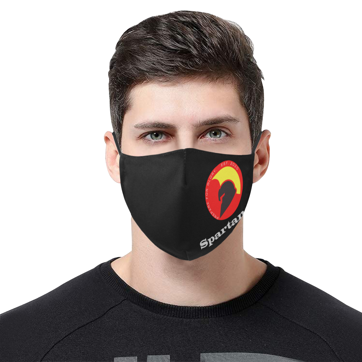 spartan mask_black 3 3D Mouth Mask with Drawstring (Pack of 3) (Model M04)