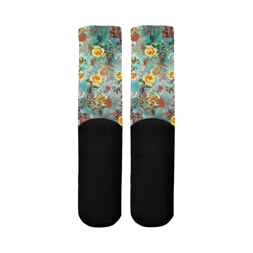 flowers 3 Mid-Calf Socks (Black Sole)