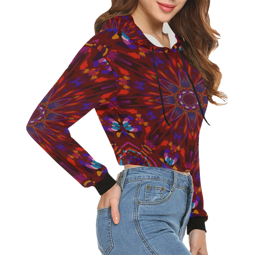 Blossom All Over Print Crop Hoodie for Women (Model H22)