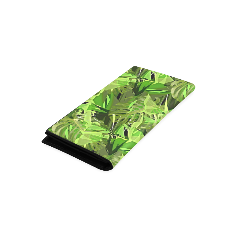 Tropical Jungle Leaves Camouflage Women's Leather Wallet (Model 1611)