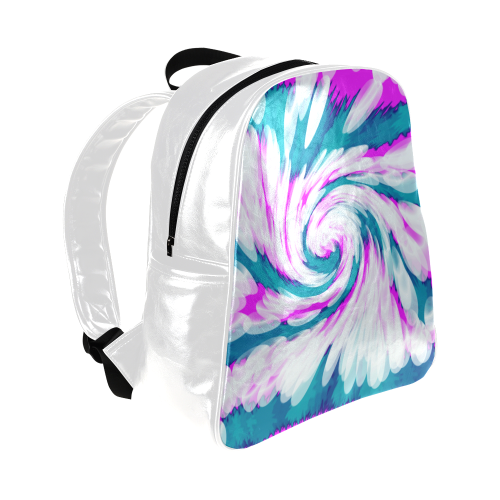 Turquoise Pink Tie Dye Swirl Abstract Multi-Pockets Backpack (Model 1636)