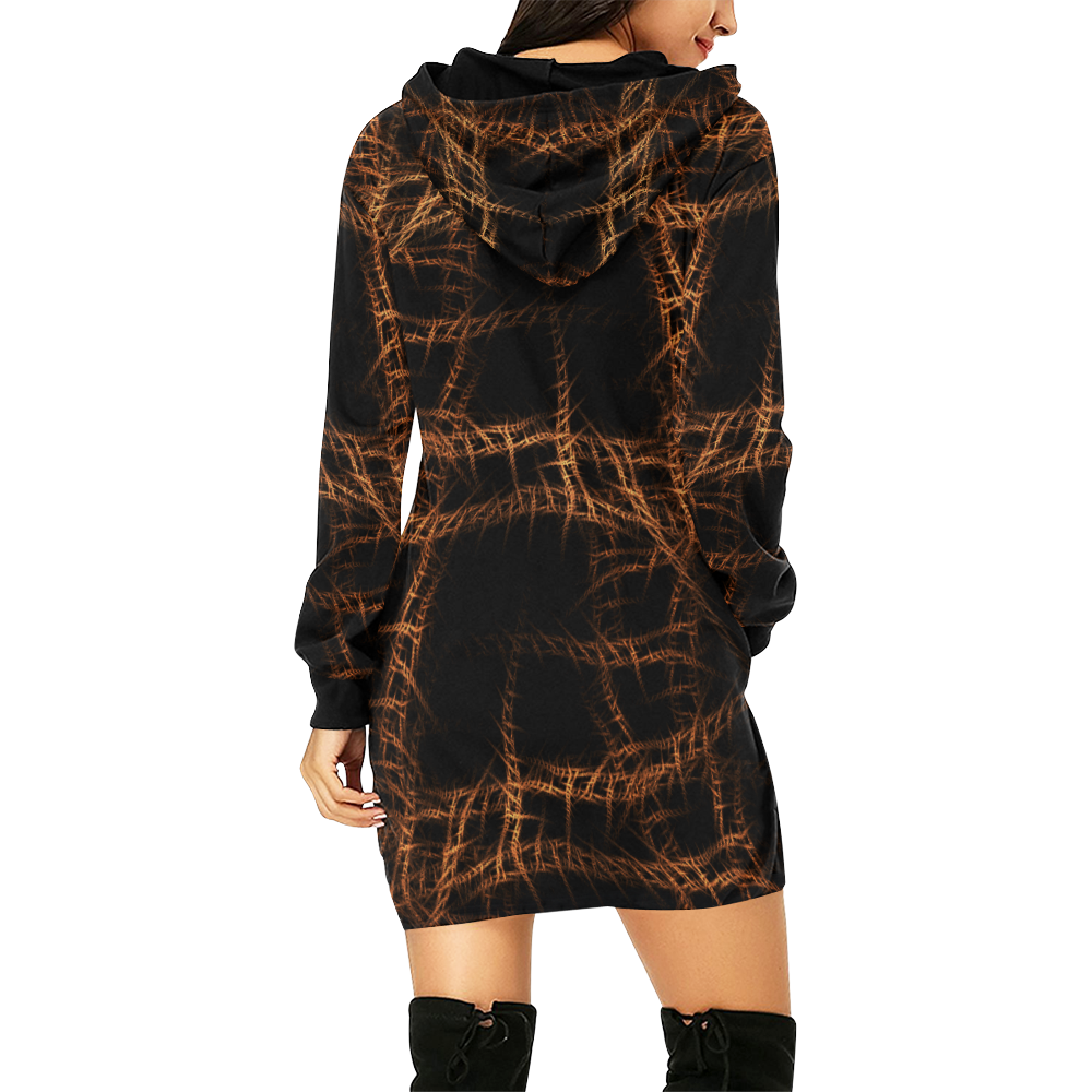 Trapped All Over Print Hoodie Mini Dress (Model H27)