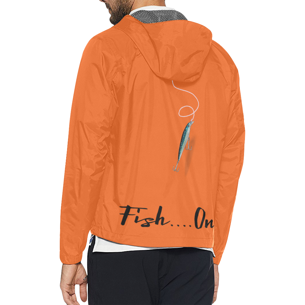 Fish on  -safty orange Unisex All Over Print Windbreaker (Model H23)
