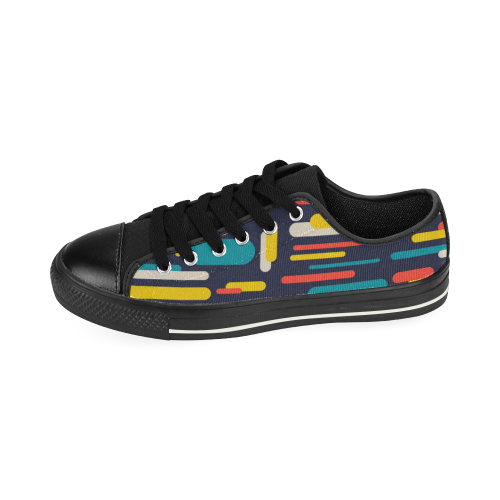 Colorful Rectangles Low Top Canvas Shoes for Kid (Model 018)