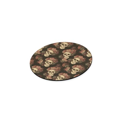 Skull and Rose Pattern Round Coaster