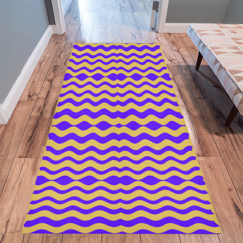 Purple Yellow Modern  Waves Lines Area Rug 9'6''x3'3''
