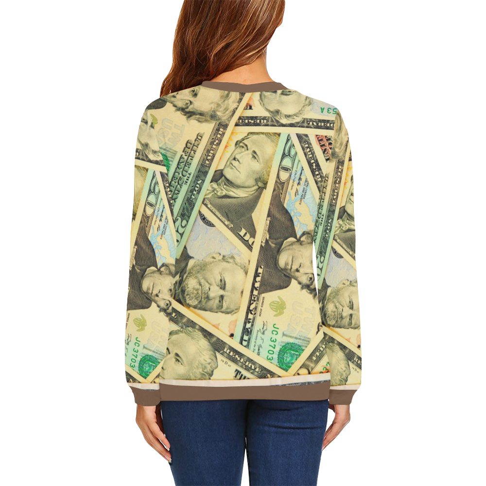 US DOLLARS All Over Print Crewneck Sweatshirt for Women (Model H18)