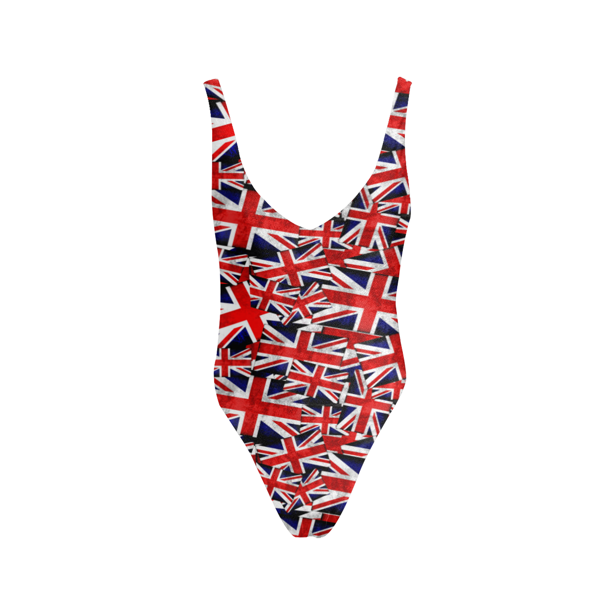 Union Jack British UK Flag - White Straps Sexy Low Back One-Piece Swimsuit (Model S09)