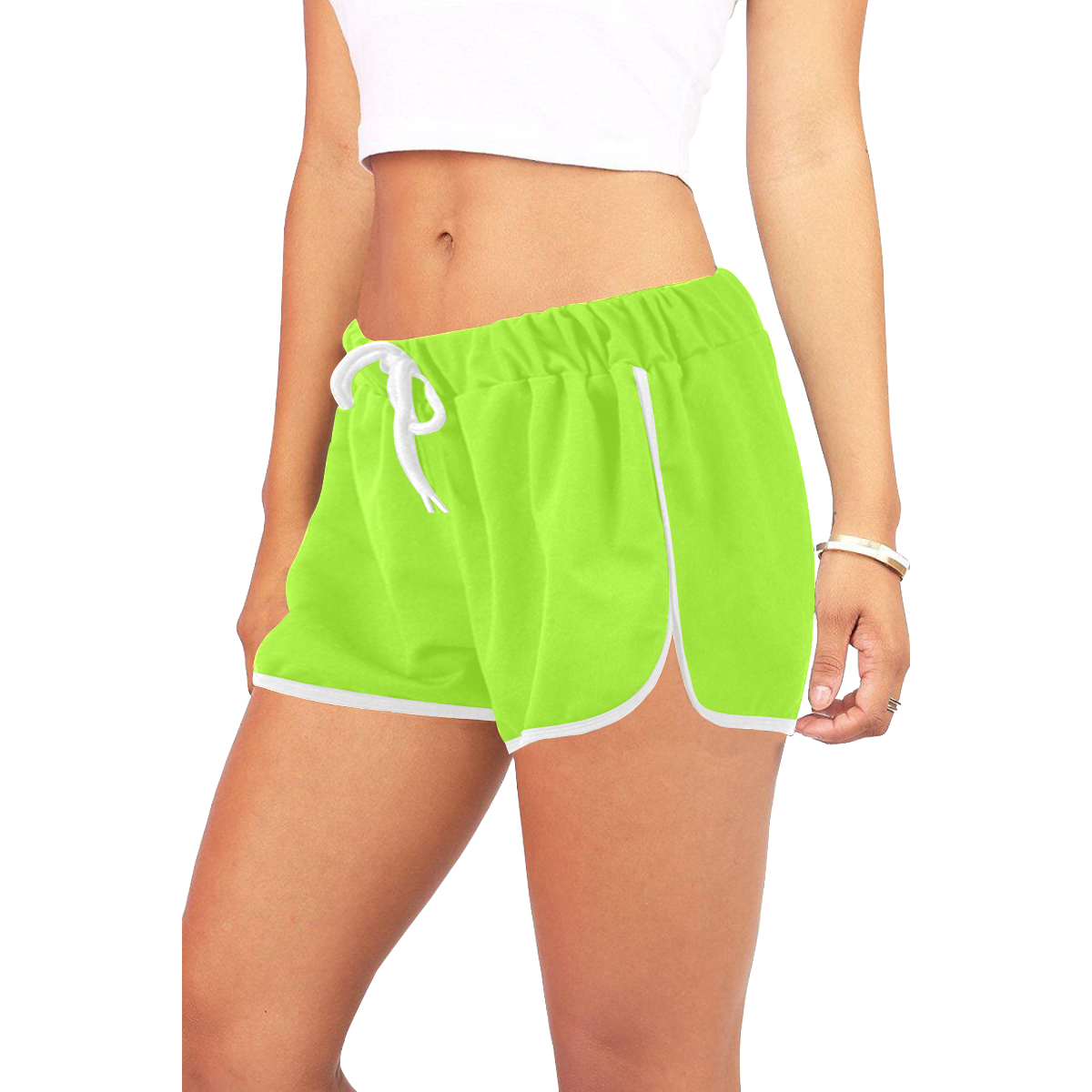 color green yellow Women's All Over Print Relaxed Shorts (Model L19)