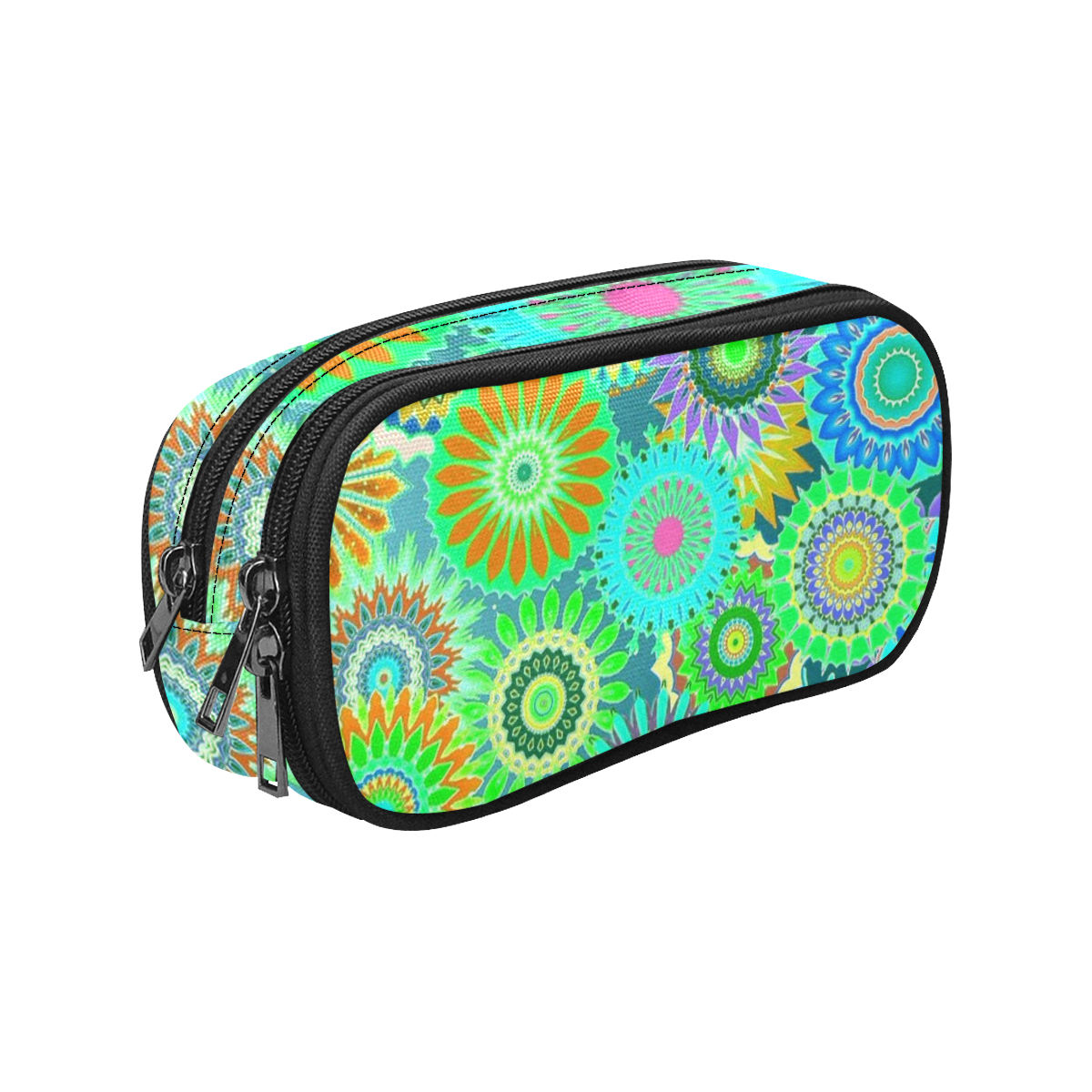 Funky flowers green Pencil Pouch/Large (Model 1680)
