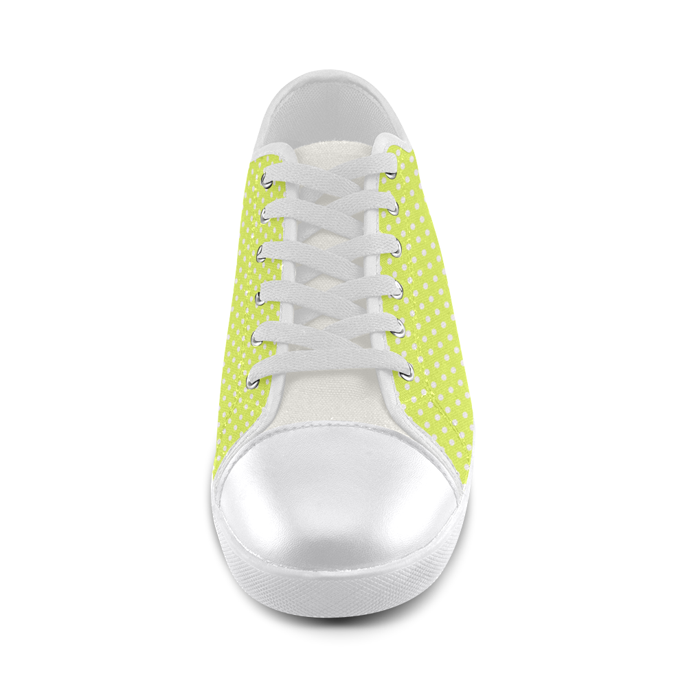 Yellow polka dots Canvas Shoes for Women/Large Size (Model 016)
