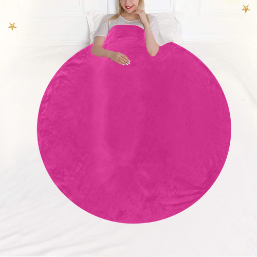 color Barbie pink Circular Ultra-Soft Micro Fleece Blanket 60"