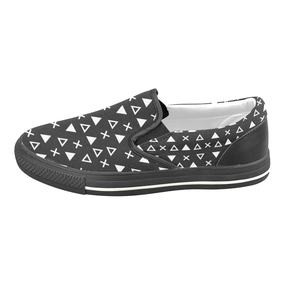 Geo Line Triangle Women's Slip-on Canvas Shoes/Large Size (Model 019)