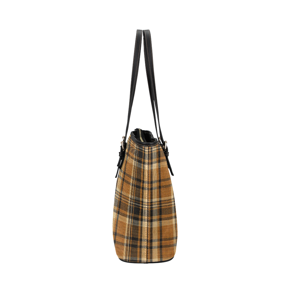 TARTAN DESIGN Leather Tote Bag/Large (Model 1651)