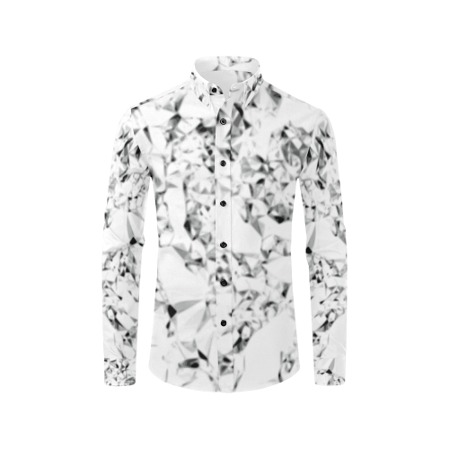 Diamond - triangle black silver white abstract pattern Men's All Over Print Casual Dress Shirt (Model T61)