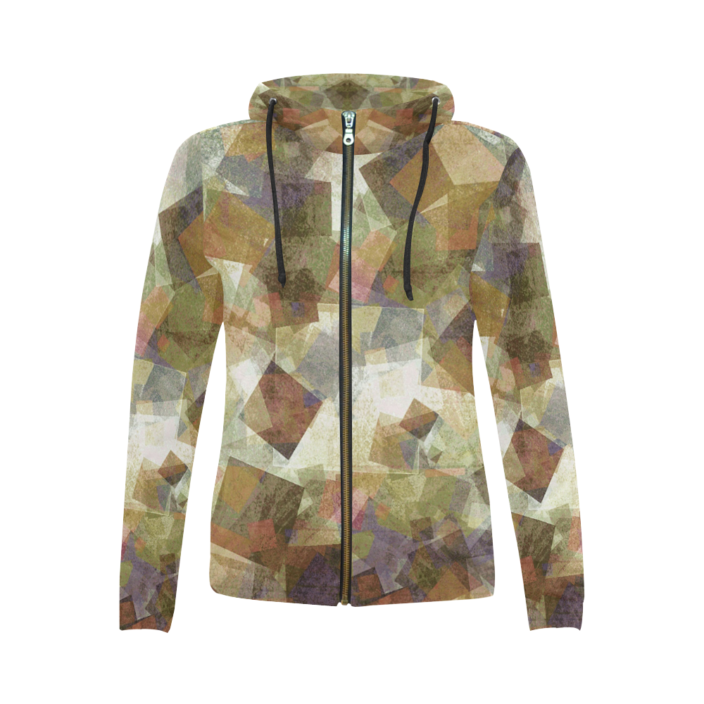 abstract squares All Over Print Full Zip Hoodie for Women (Model H14)