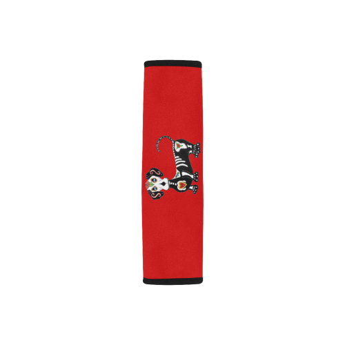 Dachshund Sugar Skull Red Car Seat Belt Cover 7''x8.5''
