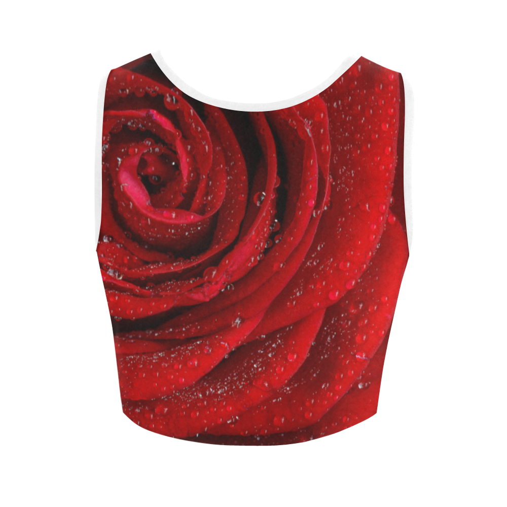 Red rosa Women's Crop Top (Model T42)