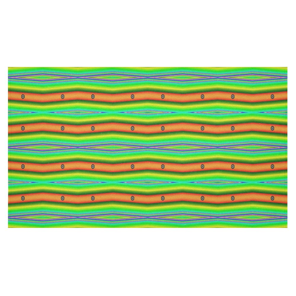 Bright Green Orange Stripes Pattern Abstract Cotton Linen Tablecloth 60"x 104"