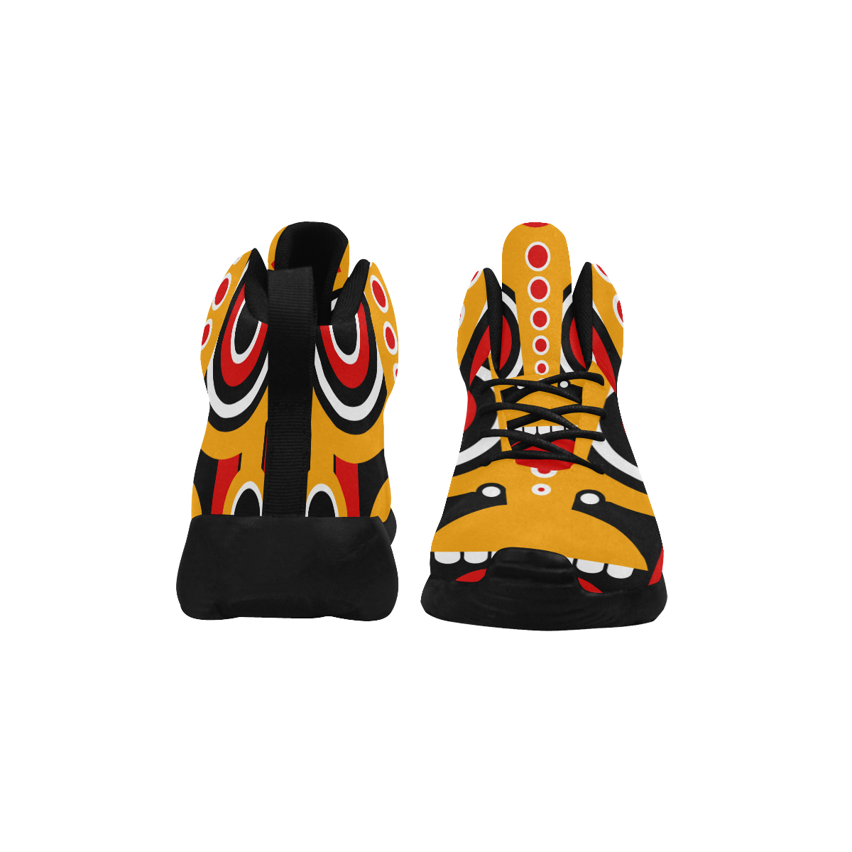 Red Yellow Tiki Tribal Women's Chukka Training Shoes (Model 57502)