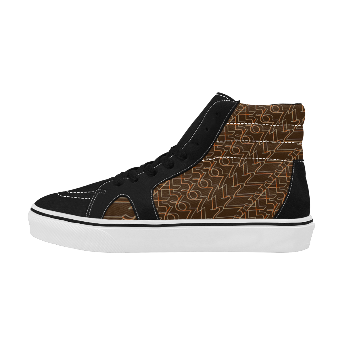 NUMBERS Collection 1234567 Brown/Black Men's High Top Skateboarding Shoes (Model E001-1)