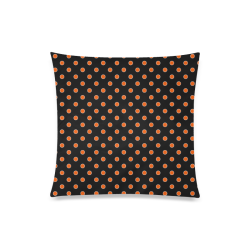 Orange Polka Dots on Black Custom Zippered Pillow Case 20"x20"(Twin Sides)