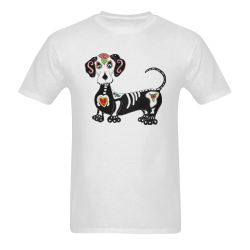 Dachshund Sugar Skull White Men's T-shirt in USA Size (Front Printing Only) (Model T02)
